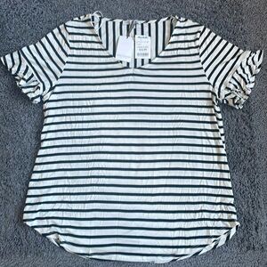 Green Envelop Black & White Striped Top - 1X - NWT